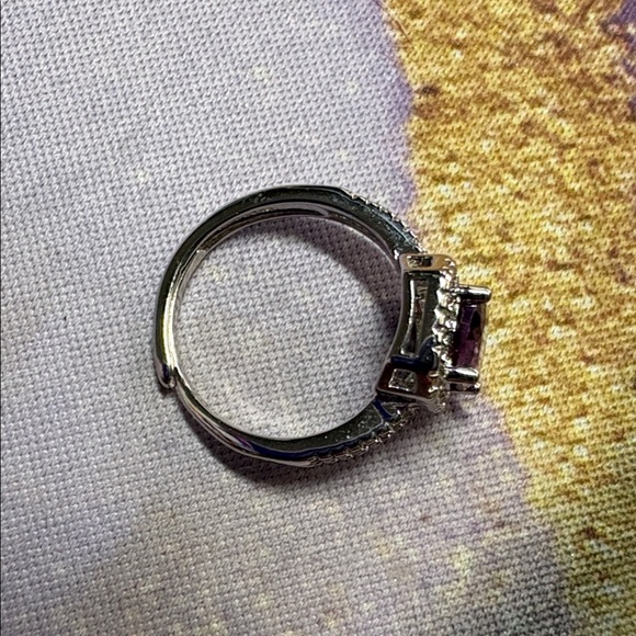 Amethyst Purple and Silver Women's Ring - Picture 3 of 3